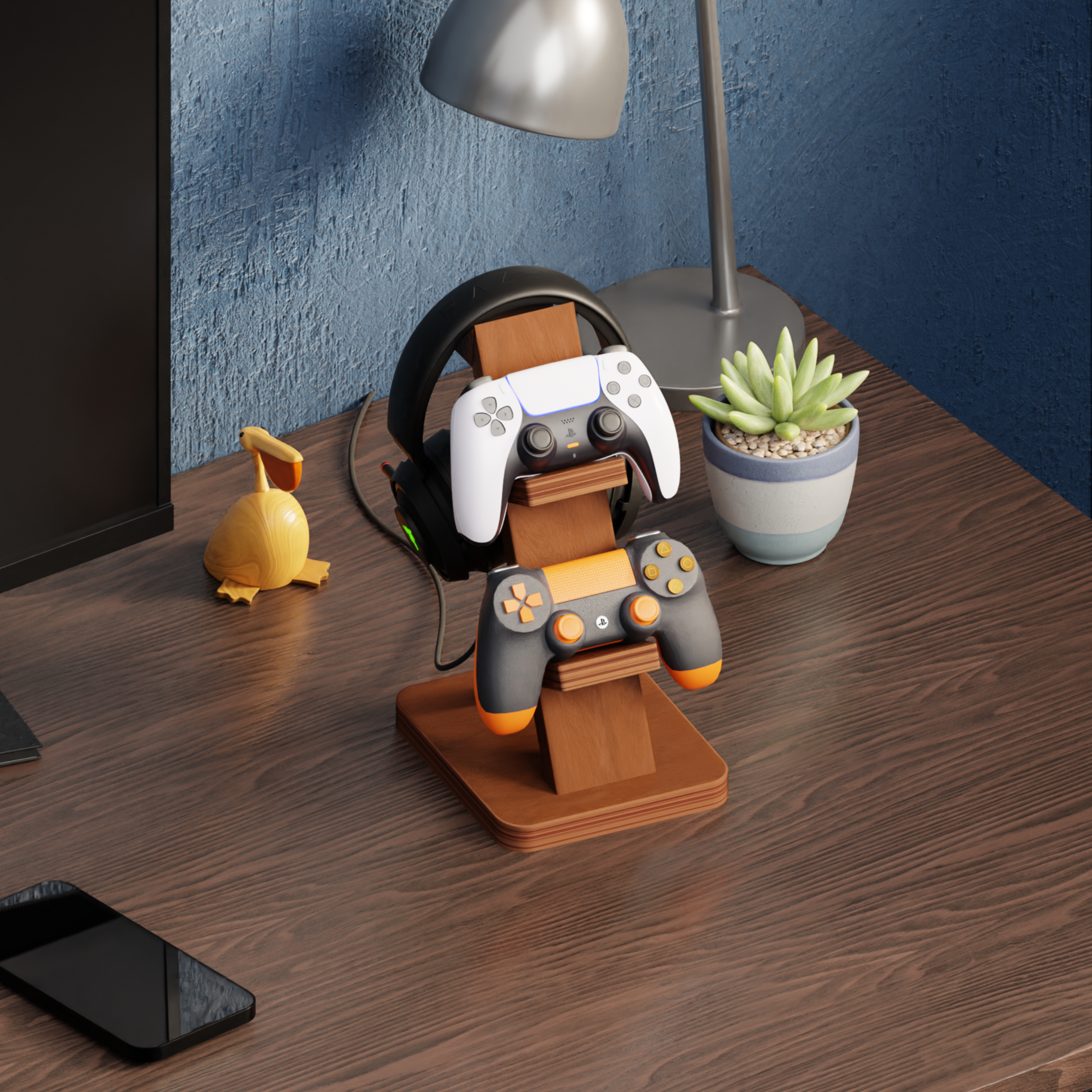 Wooden Controller Holder+ Headphone Stand